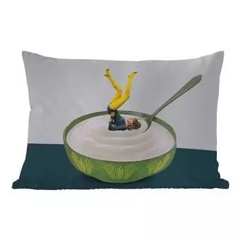 Уличная подушка MuchoWow - Йогурт - Йога - Ретро - 50x30 см - Устойчивость к атмосферным воздействиям - Подушка для отдыха - Чехол на подушку - Хлопчатобумажная ткань - Декоративные наволочки, мультиколор