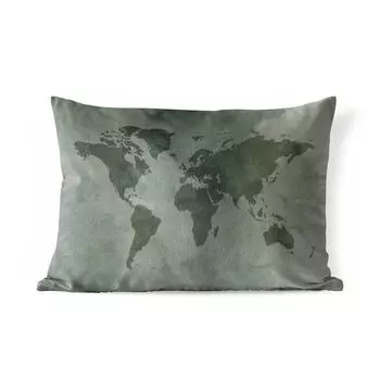 Уличная подушка MuchoWow — Карта мира — Акварель — Серый — 50x30 см — Устойчивость к атмосферным воздействиям — Подушка для отдыха — Чехол на подушку — Хлопчатобумажная ткань — Декоративные наволочки, мультиколор