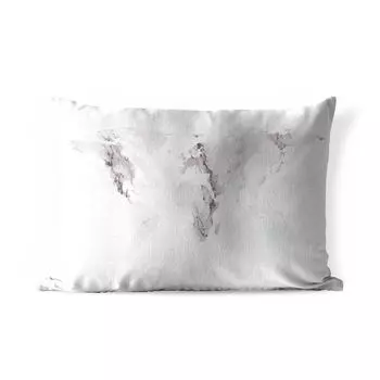 Уличная подушка MuchoWow - Карта мира - Мрамор - Серый - 60x40 см - Устойчивость к атмосферным воздействиям - Подушка для отдыха - Чехлы для подушек - Декоративные чехлы для подушек - Декоративные чехлы для подушек, мультиколор