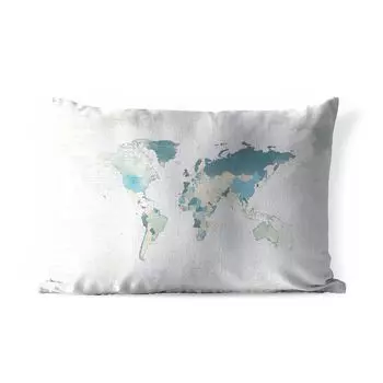 Уличная подушка MuchoWow - Карта мира - Пастель - Текстиль - 50x30 см - Устойчивость к атмосферным воздействиям - Подушка для отдыха - Чехол на подушку - Хлопчатобумажная ткань - Декоративные наволочки, мультиколор