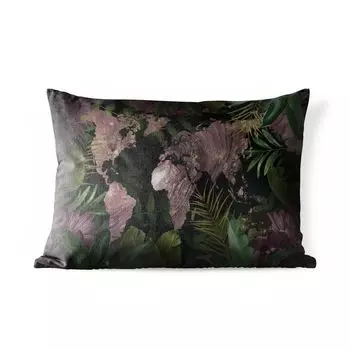 Уличная подушка MuchoWow - Карта мира - Роскошь - Растения - 60x40 см - Устойчивость к атмосферным воздействиям - Подушка для отдыха - Чехлы для подушек - Декоративные чехлы для подушек - Декоративные чехлы для подушек, мультиколор