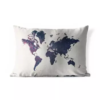 Уличная подушка MuchoWow — Карта мира — Синий — Блеск — 50x30 см — Устойчивость к атмосферным воздействиям — Подушка для отдыха — Чехол на подушку — Хлопчатобумажная ткань — Декоративные наволочки, мультиколор
