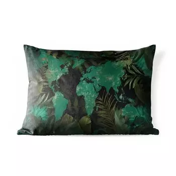 Уличная подушка MuchoWow - Карта мира - Зеленый - Листья - 60x40 см - Устойчивость к атмосферным воздействиям - Подушка для отдыха - Чехлы для подушек - Декоративные чехлы для подушек - Декоративные чехлы для подушек, мультиколор