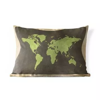Уличная подушка MuchoWow - Карта мира - Зеленый - Винтаж - 60x40 см - Устойчивость к атмосферным воздействиям - Подушка для отдыха - Чехлы для подушек - Декоративные чехлы для подушек - Декоративные чехлы для подушек, мультиколор