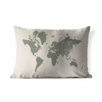 Уличная подушка MuchoWow - Карта мира - Животные - Лев - 60x40 см - Устойчивость к атмосферным воздействиям - Подушка для отдыха - Чехлы для подушек - Декоративные чехлы для подушек - Декоративные чехлы для подушек, мультиколор
