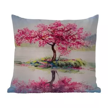 Уличная подушка MuchoWow - Картина - Цветок - Вода - Картина маслом - 45x45 см - Устойчивость к атмосферным воздействиям - Подушка для отдыха - Чехлы для подушек - Декоративные чехлы для подушек - Декоративные чехлы для подушек, мультиколор