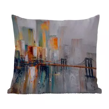 Уличная подушка MuchoWow - Картина маслом - Горизонт - Абстракция - 60x60 см - Устойчивость к атмосферным воздействиям - Подушка для отдыха - Чехлы для подушек - Декоративные чехлы для подушек - Декоративные чехлы для подушек, мультиколор