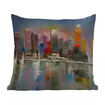 Уличная подушка MuchoWow - Картины - Масло - Горизонт - Вода - 40x40 см - Устойчивость к атмосферным воздействиям - Подушка для отдыха - Чехол на подушку - Хлопчатобумажная ткань - Декоративные наволочки, мультиколор