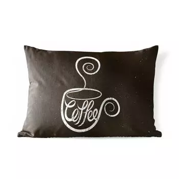 Уличная подушка MuchoWow — Кофе — Пословицы — Цитаты — Винтаж — Классная доска — 50x30 см — Устойчивость к атмосферным воздействиям — Подушка для отдыха — Чехол на подушку — Хлопчатобумажная ткань — Декоративные наволочки, мультиколор