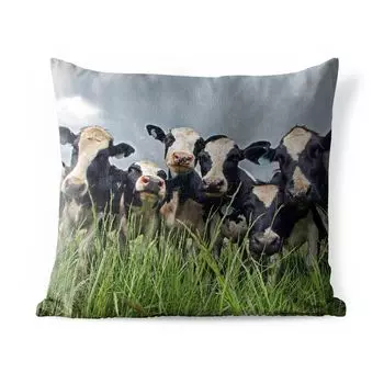 Уличная подушка MuchoWow - Корова - Облака - Трава - Животные - 60x60 см - Устойчивость к атмосферным воздействиям - Подушка для отдыха - Чехлы для подушек - Декоративные чехлы для подушек - Декоративные чехлы для подушек, мультиколор
