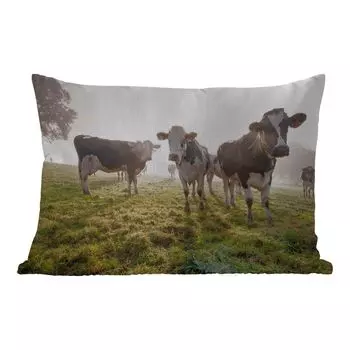 Уличная подушка MuchoWow - Коровы - Свет - Трава - Животные - 60x40 см - Устойчивость к атмосферным воздействиям - Подушки для отдыха - Чехлы для подушек - Декоративные чехлы для подушек - Декоративные чехлы для подушек, мультиколор