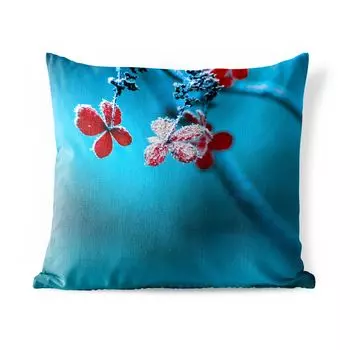 Уличная подушка MuchoWow - Красный - Цветок - Дождь - 50x50 см - Устойчивость к атмосферным воздействиям - Подушка для отдыха - Чехол на подушку - Хлопчатобумажная ткань - Декоративные чехлы на подушки, мультиколор