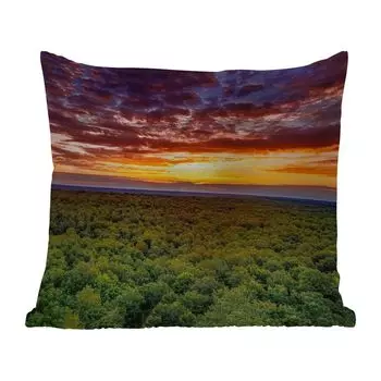 Уличная подушка MuchoWow - Лес - Ночь - Небо - Горизонт - Деревья - 50x50 см - Устойчивость к атмосферным воздействиям - Подушка для отдыха - Чехол на подушку - Хлопчатобумажная ткань - Декоративные наволочки, мультиколор