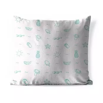 Уличная подушка MuchoWow - Лето - Символы - Розовый - 40x40 см - Устойчивость к атмосферным воздействиям - Подушка для отдыха - Чехол на подушку - Хлопчатобумажная ткань - Декоративные наволочки, мультиколор