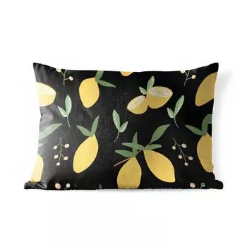 Уличная подушка MuchoWow - Лимонный - Узор - Абстракция - Черный - 60x40 см - Устойчивость к атмосферным воздействиям - Подушка для отдыха - Чехлы для подушек - Декоративные чехлы для подушек - Декоративные чехлы для подушек, мультиколор