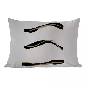 Уличная подушка MuchoWow - Линия - Черный - Дизайн - 50x30 см - Устойчивость к атмосферным воздействиям - Подушка для отдыха - Чехол на подушку - Хлопчатобумажная ткань - Декоративные чехлы на подушки, мультиколор