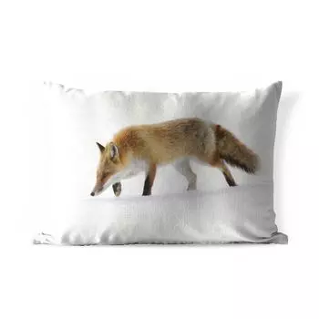 Уличная подушка MuchoWow - Лиса - Снежный - Белый - 50x30 см - Устойчивость к атмосферным воздействиям - Подушка для отдыха - Чехол на подушку - Хлопчатобумажная ткань - Декоративные наволочки, мультиколор