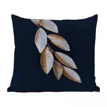 Уличная подушка MuchoWow - Листья - Черный - Золотой - Роскошь - Растения - 60x60 см - Устойчивость к атмосферным воздействиям - Подушки для отдыха - Чехлы для подушек - Декоративные чехлы для подушек - Декоративные чехлы для подушек, мультиколо...