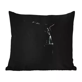 Уличная подушка MuchoWow - Лошадь - Легкая - Черный - 50x50 см - Устойчивость к атмосферным воздействиям - Подушка для отдыха - Чехол на подушку - Хлопчатобумажная ткань - Декоративные чехлы на подушки, мультиколор