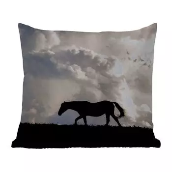 Уличная подушка MuchoWow - Лошадь - Облака - Тень - 40x40 см - Устойчивость к атмосферным воздействиям - Подушка для отдыха - Чехол на подушку - Хлопчатобумажная ткань - Декоративные наволочки, мультиколор