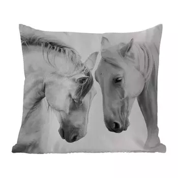 Уличная подушка MuchoWow - Лошадь - Животные - Портрет - Белый - 50x50 см - Устойчивость к атмосферным воздействиям - Подушка для отдыха - Чехол на подушку - Хлопчатобумажная ткань - Декоративные наволочки, мультиколор