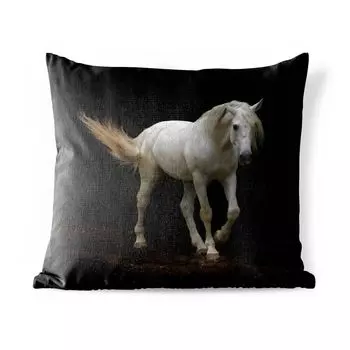 Уличная подушка MuchoWow - Лошади - Сельскохозяйственные животные - Черный - 40x40 см - Устойчивость к атмосферным воздействиям - Подушка для отдыха - Чехол на подушку - Хлопчатобумажная ткань - Декоративные наволочки, мультиколор