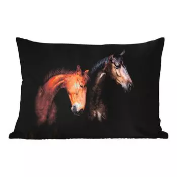 Уличная подушка MuchoWow - Лошади - Животные - Портрет - Коричневый - 50x30 см - Устойчивость к атмосферным воздействиям - Подушка для отдыха - Чехол на подушку - Хлопчатобумажная ткань - Декоративные наволочки, мультиколор