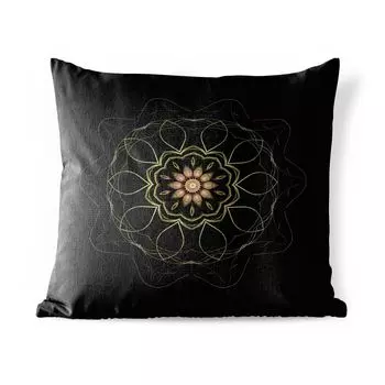 Уличная подушка MuchoWow - Мандала на черном фоне - 45x45 см - Устойчивость к атмосферным воздействиям - Подушки для отдыха - Чехлы для подушек - Декоративные чехлы для подушек - Декоративные чехлы для подушек, мультиколор