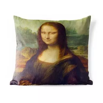 Уличная подушка MuchoWow - Мона Лиза - Леонардо да Винчи - 40x40 см - Устойчивость к атмосферным воздействиям - Подушка для отдыха - Чехол на подушку - Хлопчатобумажная ткань - Декоративные наволочки, мультиколор