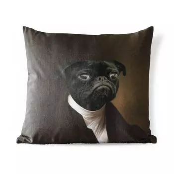 Уличная подушка MuchoWow - Мопс - Средневековый - Одежда - 40x40 см - Устойчивость к атмосферным воздействиям - Подушка для отдыха - Чехол на подушку - Хлопчатобумажная ткань - Декоративные наволочки, мультиколор