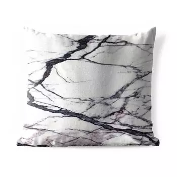 Уличная подушка MuchoWow - Мрамор - Белый - Черный - 50x50 см - Устойчивость к атмосферным воздействиям - Подушка для отдыха - Чехол на подушку - Хлопчатобумажная ткань - Декоративные чехлы на подушки, мультиколор