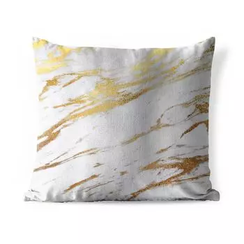 Уличная подушка MuchoWow - Мрамор - Белый - Золото - 45x45 см - Устойчивость к атмосферным воздействиям - Подушка для отдыха - Чехлы для подушек - Декоративные чехлы для подушек - Декоративные чехлы для подушек, мультиколор
