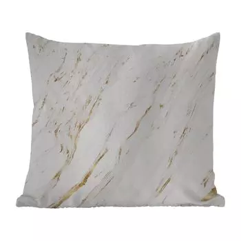 Уличная подушка MuchoWow - Мрамор - Белый - Золото - Камень - 50x50 см - Устойчивость к атмосферным воздействиям - Подушка для отдыха - Чехол на подушку - Хлопчатобумажная ткань - Декоративные наволочки, мультиколор