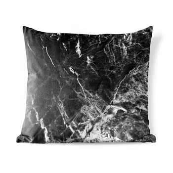 Уличная подушка MuchoWow - Мрамор - Черный - Белый - Классический - 50x50 см - Устойчивость к атмосферным воздействиям - Подушка для отдыха - Чехол на подушку - Хлопчатобумажная ткань - Декоративные чехлы на подушки, мультиколор