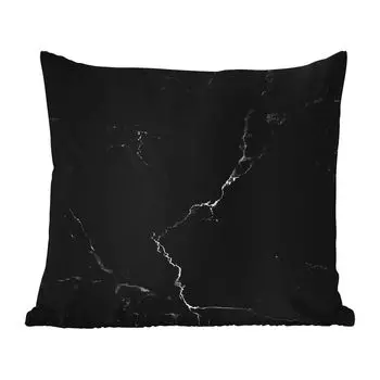 Уличная подушка MuchoWow - Мрамор - Черный - Белый - Текстура - Имитация мрамора - 60x60 см - Устойчивость к атмосферным воздействиям - Подушка для отдыха - Чехлы для подушек - Декоративные чехлы для подушек - Декоративные чехлы для подушек, мул...