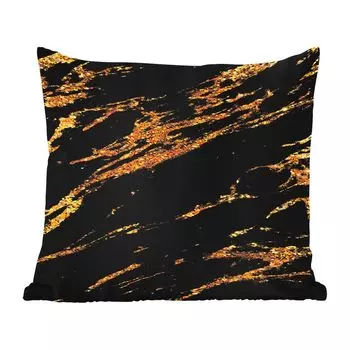 Уличная подушка MuchoWow - Мрамор - Черный - Золото - 40x40 см - Устойчивость к атмосферным воздействиям - Подушка для отдыха - Чехол на подушку - Хлопчатобумажная ткань - Декоративные чехлы на подушки, мультиколор