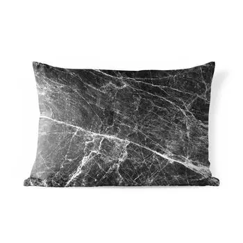 Уличная подушка MuchoWow - Мрамор - Камень - Черный - 50x30 см - Устойчивость к атмосферным воздействиям - Подушка для отдыха - Чехол на подушку - Хлопчатобумажная ткань - Декоративные наволочки, мультиколор