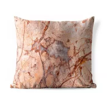 Уличная подушка MuchoWow - Мрамор - Оранжевый - Серый - Роскошь - 40x40 см - Устойчивость к атмосферным воздействиям - Подушка для отдыха - Чехол на подушку - Хлопчатобумажная ткань - Декоративные чехлы на подушки, мультиколор