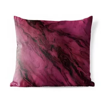 Уличная подушка MuchoWow - Мрамор - Розовый - Черный - 50x50 см - Устойчивость к атмосферным воздействиям - Подушка для отдыха - Чехол на подушку - Хлопчатобумажная ткань - Декоративные наволочки, мультиколор