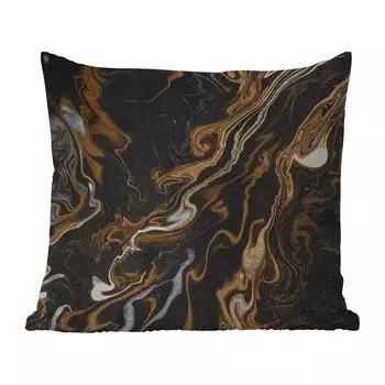 Уличная подушка MuchoWow - Мрамор - Серебро - Золото - Абстракция - 50x50 см - Устойчивость к атмосферным воздействиям - Подушка для отдыха - Чехол на подушку - Хлопчатобумажная ткань - Декоративные наволочки, мультиколор