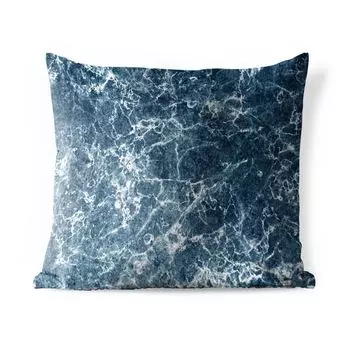 Уличная подушка MuchoWow - Мрамор - Синий - Белый - 50x50 см - Устойчивость к атмосферным воздействиям - Подушка для отдыха - Чехол на подушку - Хлопчатобумажная ткань - Декоративные наволочки, мультиколор