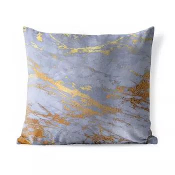 Уличная подушка MuchoWow - Мрамор - Синий - Золото - 45x45 см - Устойчивость к атмосферным воздействиям - Подушка для отдыха - Чехлы для подушек - Декоративные чехлы для подушек - Декоративные чехлы для подушек, мультиколор