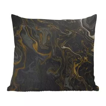 Уличная подушка MuchoWow - Мрамор - Текстура - Серый - Золотой - Под мрамор - Роскошь - 40x40 см - Устойчивость к атмосферным воздействиям - Подушка для отдыха - Чехол на подушку - Хлопчатобумажная ткань - Декоративные наволочки, мультиколор