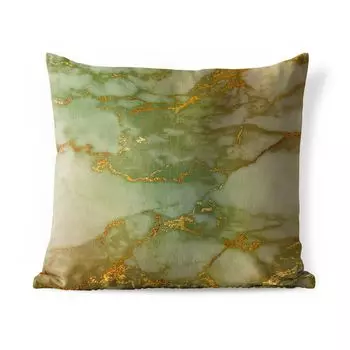 Уличная подушка MuchoWow - Мрамор - Узор - Зеленый - Золото - 40x40 см - Устойчивость к атмосферным воздействиям - Подушка для отдыха - Чехол на подушку - Хлопчатобумажная ткань - Декоративные наволочки, мультиколор