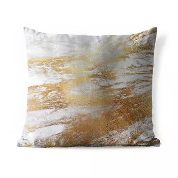 Уличная подушка MuchoWow - Мрамор - Узор - Золото - Белый - 50x50 см - Устойчивость к атмосферным воздействиям - Подушка для отдыха - Чехол на подушку - Хлопчатобумажная ткань - Декоративные наволочки, мультиколор
