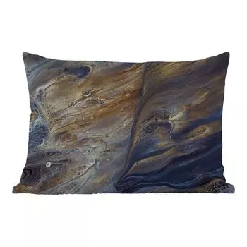 Уличная подушка MuchoWow - Мрамор - Золото - Акварель - Текстура - Имитация мрамора - 50x30 см - Устойчивость к атмосферным воздействиям - Подушка для отдыха - Чехол на подушку - Хлопчатобумажная ткань - Декоративные наволочки, мультиколор