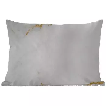 Уличная подушка MuchoWow - Мрамор - Золото - Белый - Роскошь - 50x30 см - Устойчивость к атмосферным воздействиям - Подушка для отдыха - Чехол на подушку - Хлопчатобумажная ткань - Декоративные чехлы на подушки, мультиколор