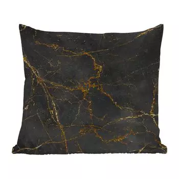 Уличная подушка MuchoWow - Мрамор - Золото - Черный - 45x45 см - Устойчивость к атмосферным воздействиям - Подушка для отдыха - Чехлы для подушек - Декоративные чехлы для подушек - Декоративные чехлы для подушек, мультиколор