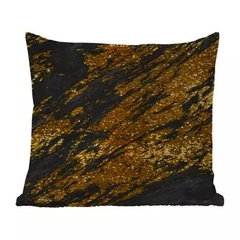 Уличная подушка MuchoWow - Мрамор - Золото - Черный - 50x50 см - Устойчивость к атмосферным воздействиям - Подушка для отдыха - Чехол на подушку - Хлопчатобумажная ткань - Декоративные наволочки, мультиколор