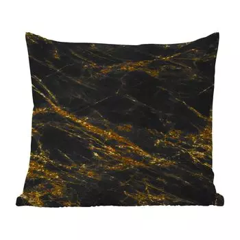 Уличная подушка MuchoWow - Мрамор - Золото - Черный - Роскошь - 60x60 см - Устойчивость к атмосферным воздействиям - Подушка для отдыха - Чехлы для подушек - Декоративные чехлы для подушек - Декоративные чехлы для подушек, мультиколор